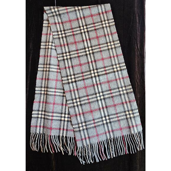 BURBERRYs of London 100% Cashmere Scarf Shawl Nova Check Light Grey - Picture 8 of 10